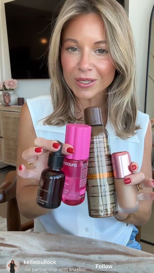 Creator showing beauty products